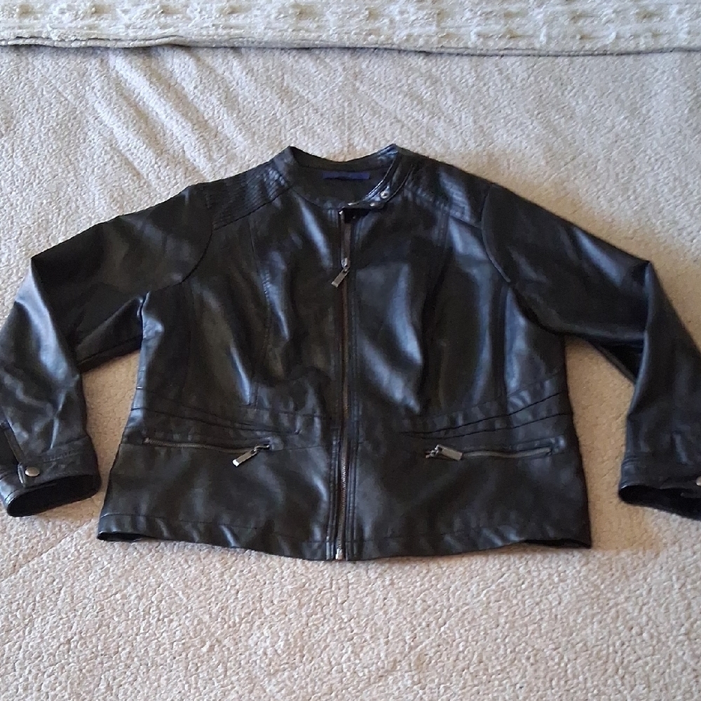 Apt. 9 Sleek Black Faux Leather Jacket